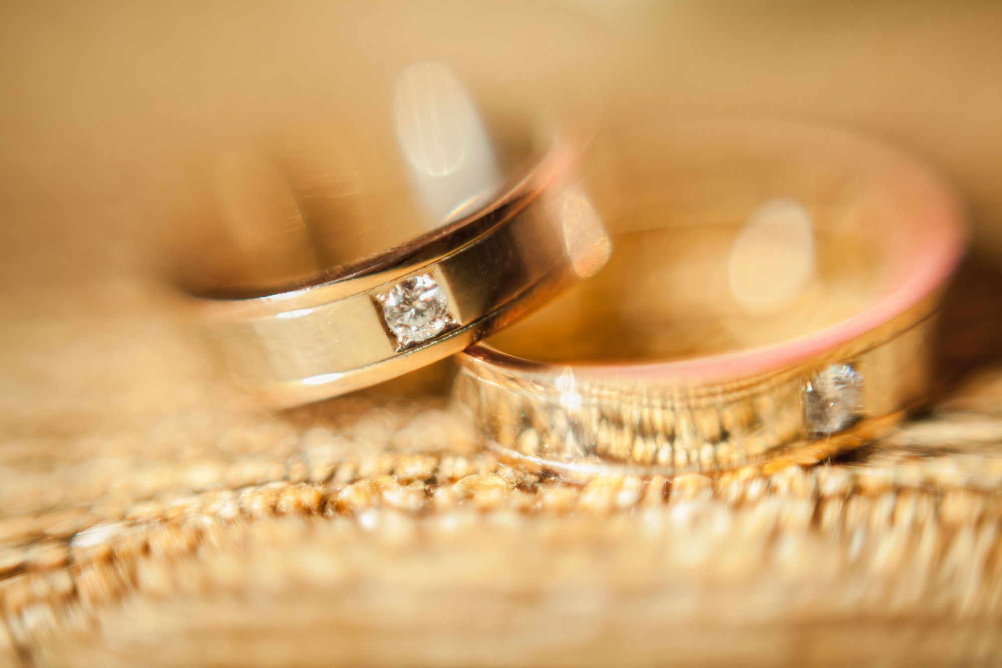 The wedding rings close up